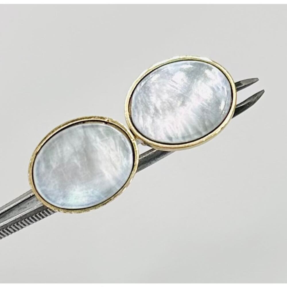 Mother of Pearl Gold Tone Cuff Links